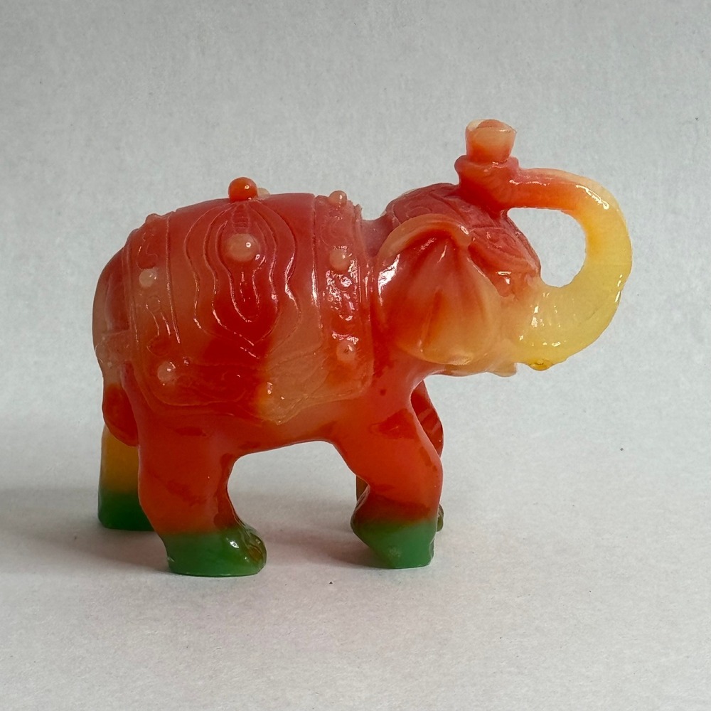 Vintage‎ Elephant Orange Yellow Green Accent Figurine Circus Collectible
